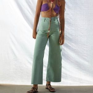 green zara marine straight jeans